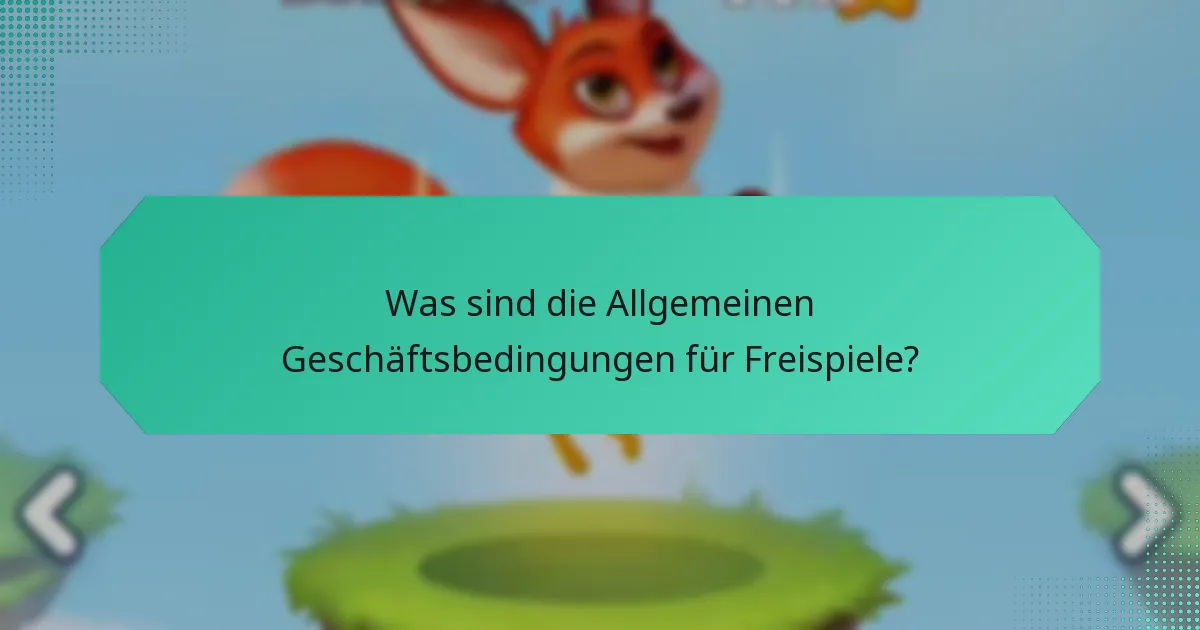 Was sind die Allgemeinen Geschäftsbedingungen für Freispiele?